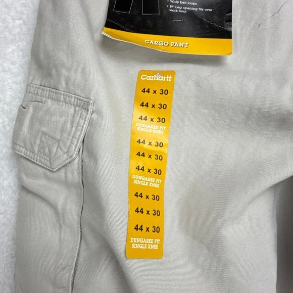 Carhartt B182 PUT Cotton Canvas Cargo Pants Mens 44x30 Dungaree Fit Tan Beige - Picture 7 of 9